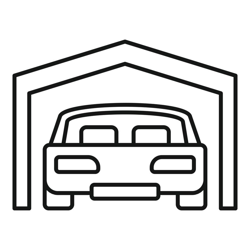 bil parkering garage ikon, översikt stil vektor