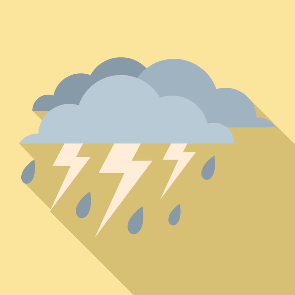 regn åskväder ikon, platt stil vektor
