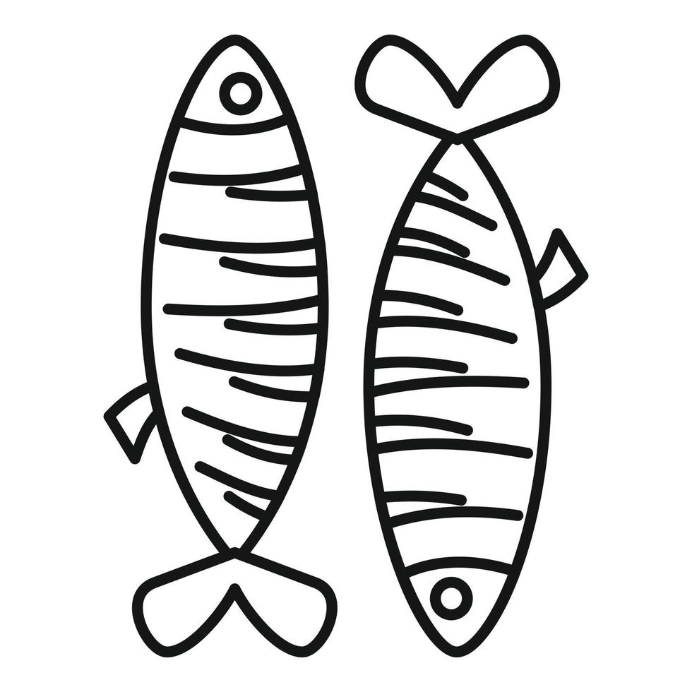 Gebratener Fisch-Symbol, Umrissstil vektor