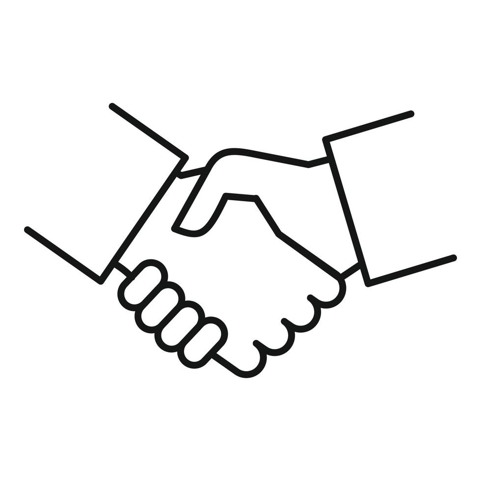 samarbete handslag ikon, översikt stil vektor