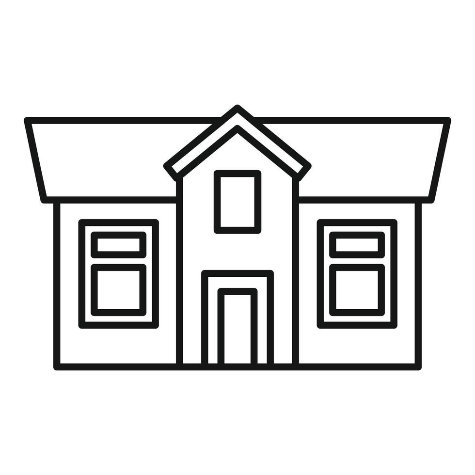 stuga hus ikon, översikt stil vektor