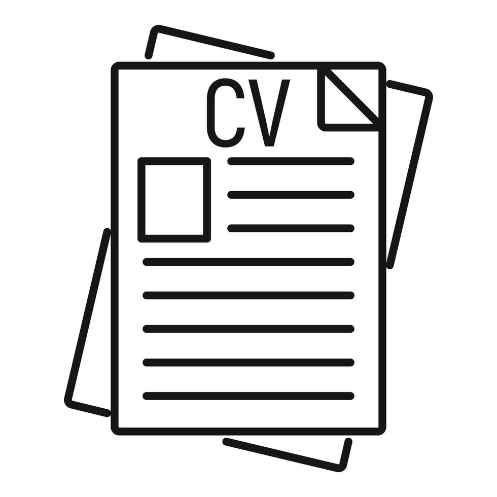 CV papper ikon, översikt stil vektor