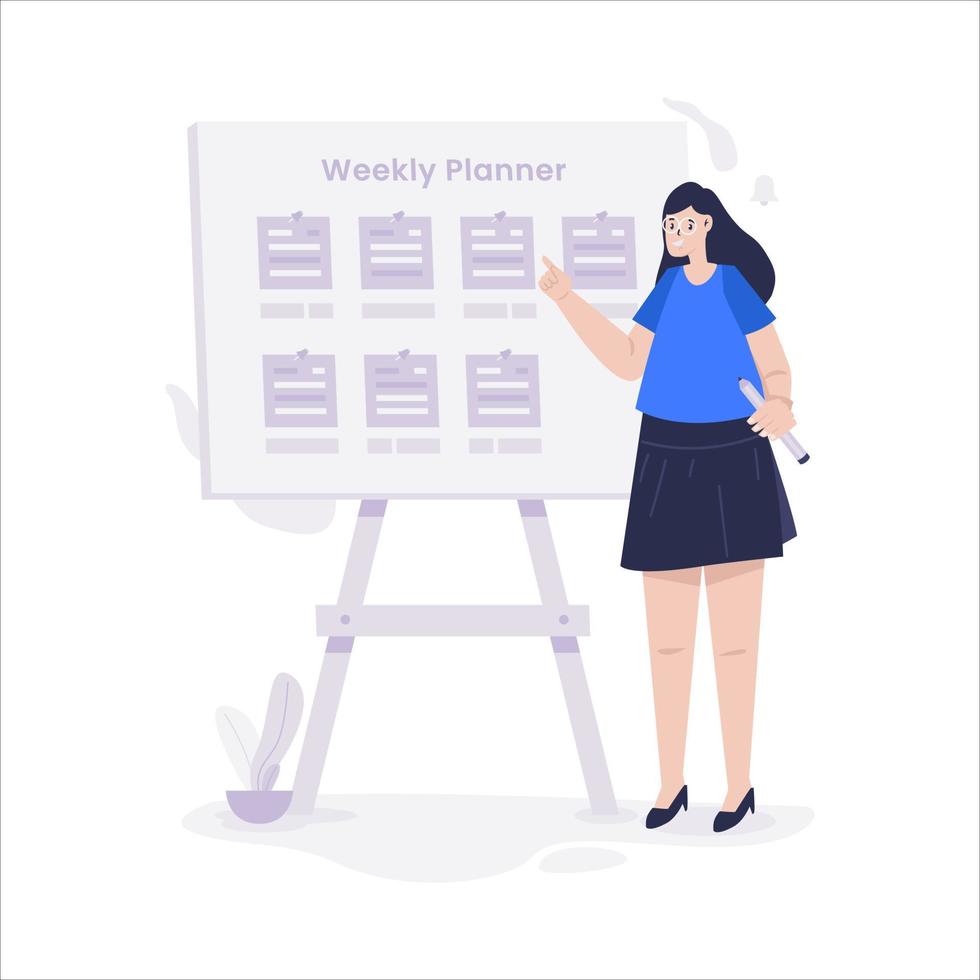 platt design varje vecka planerare arbetsplan begrepp vektor
