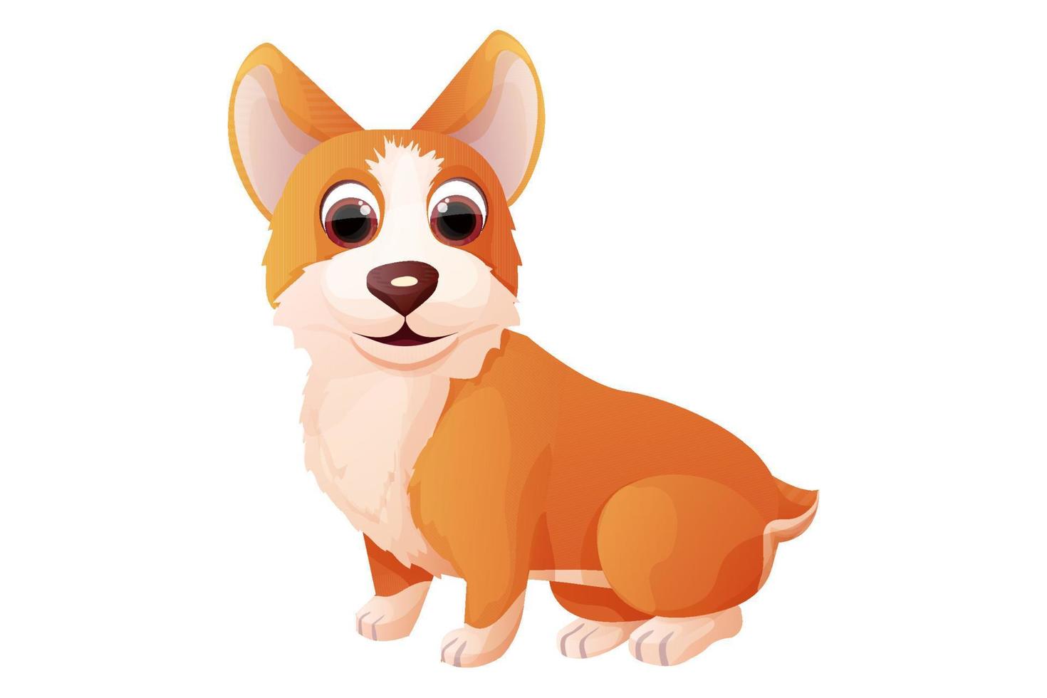 söt corgi hund Sammanträde, förtjusande sällskapsdjur i tecknad serie stil isolerat på vit bakgrund. komisk emotionell karaktär, rolig utgör. vektor illustration