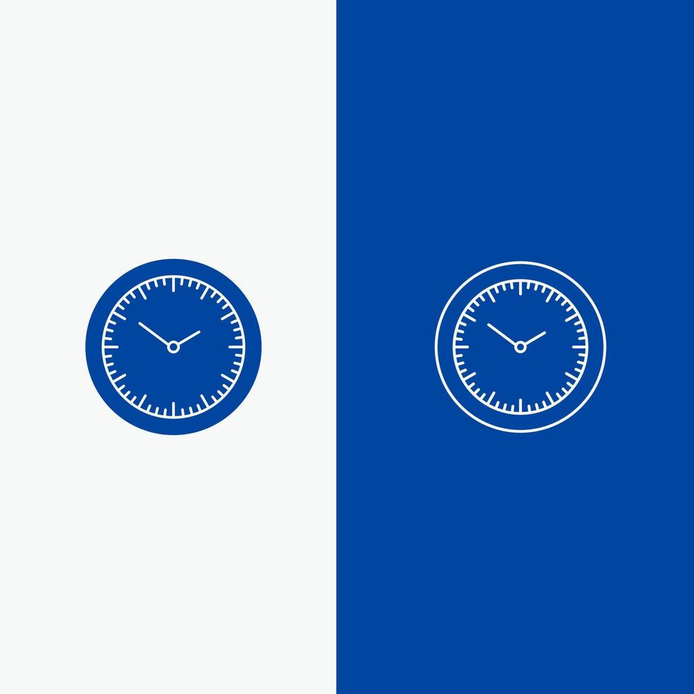 Zeit Uhr Minuten Timer Linie und Glyphe solides Symbol blaues Banner Linie und Glyphe solides Symbol blaues Banner vektor