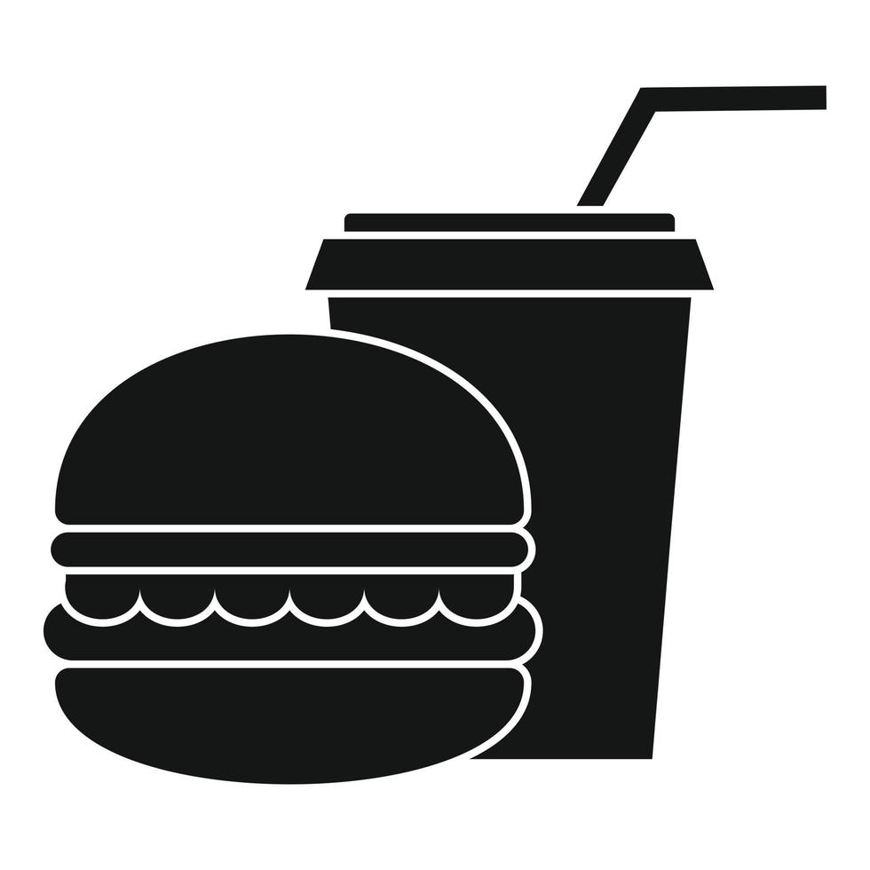 burger och soda kopp ikon, enkel stil vektor