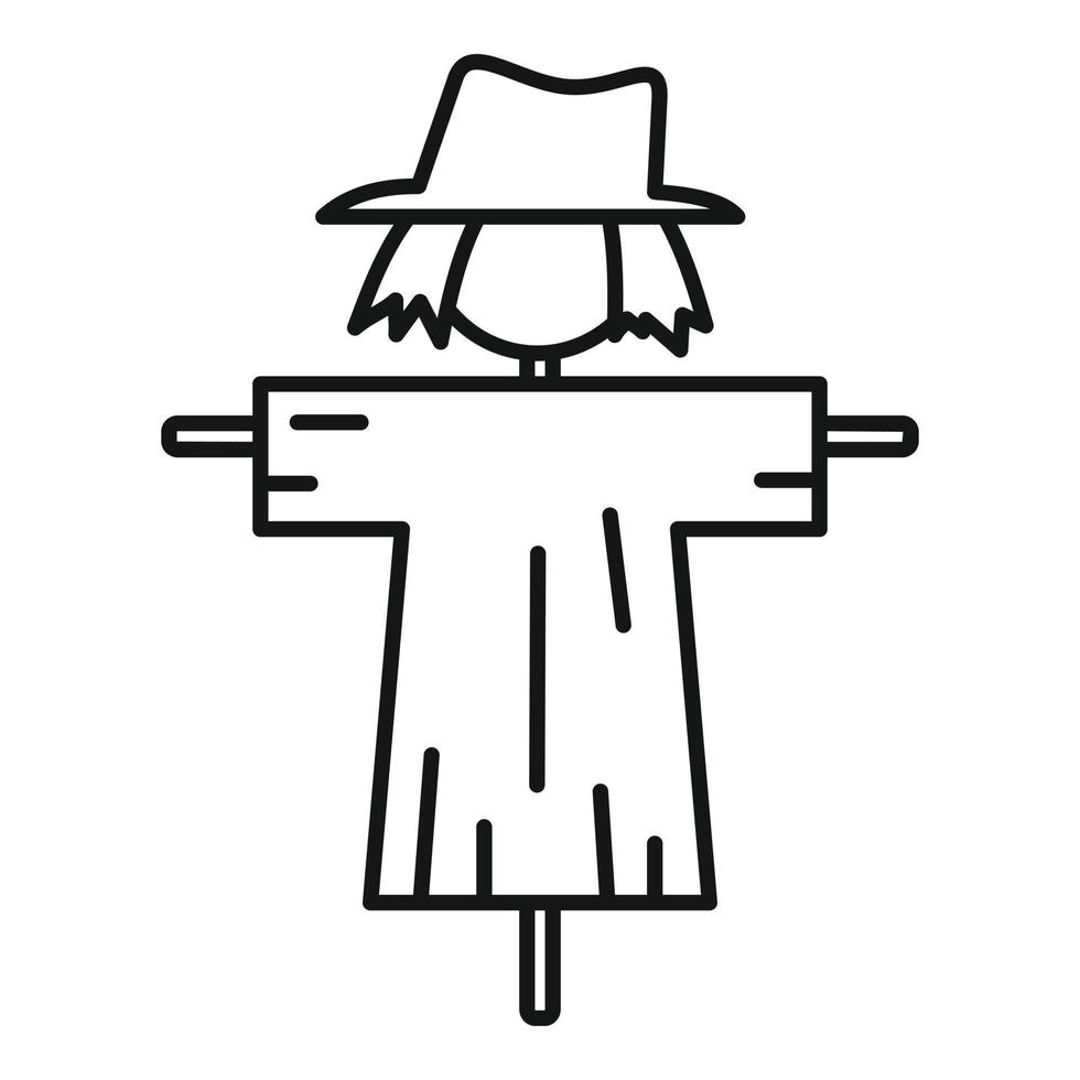söt scarecrow ikon, översikt stil vektor