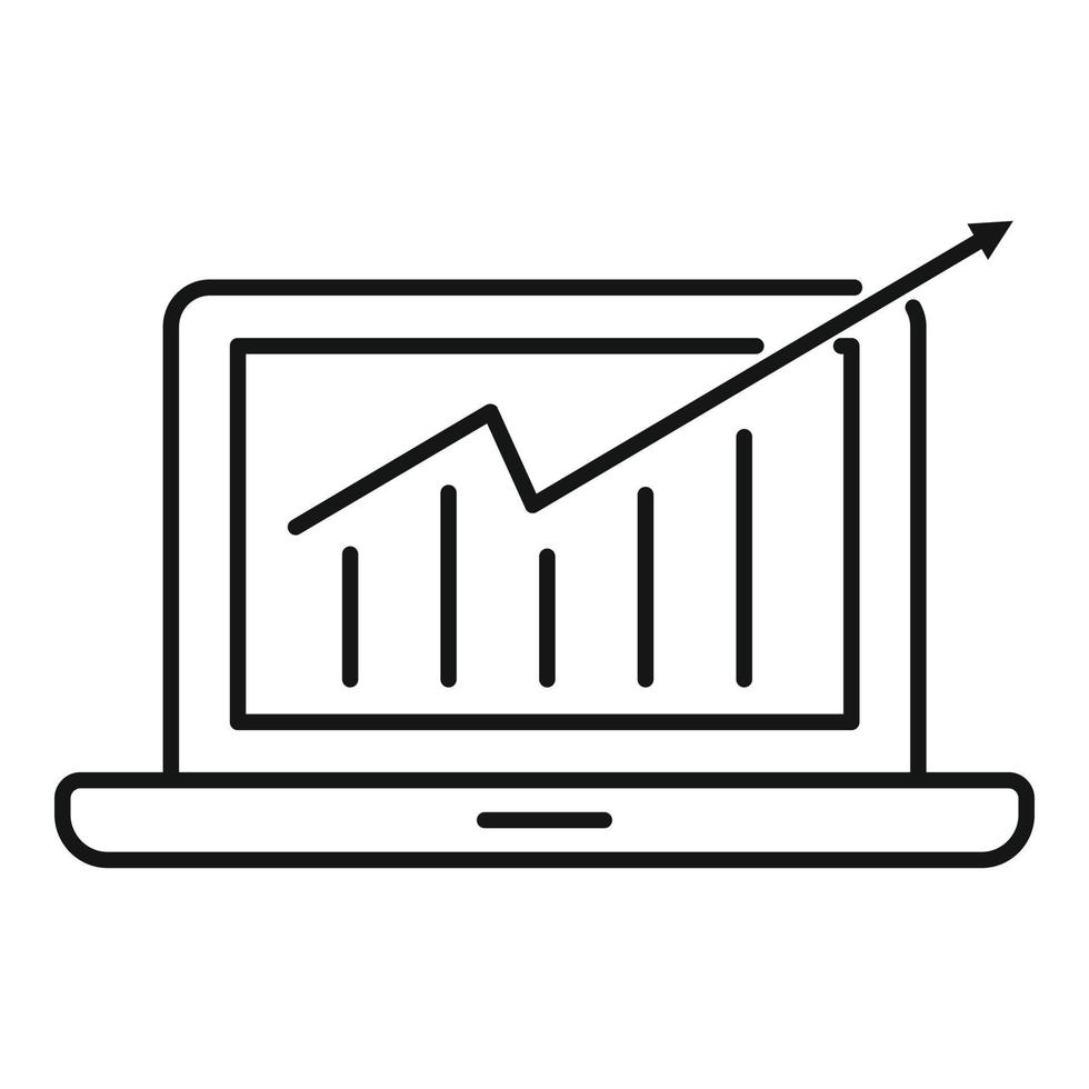 Laptop-Millionär-Diagrammsymbol, Umrissstil vektor