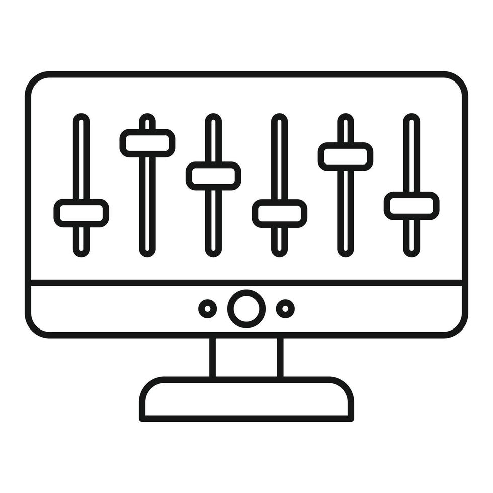 Monitor-Equalizer-Gerätesymbol, Umrissstil vektor
