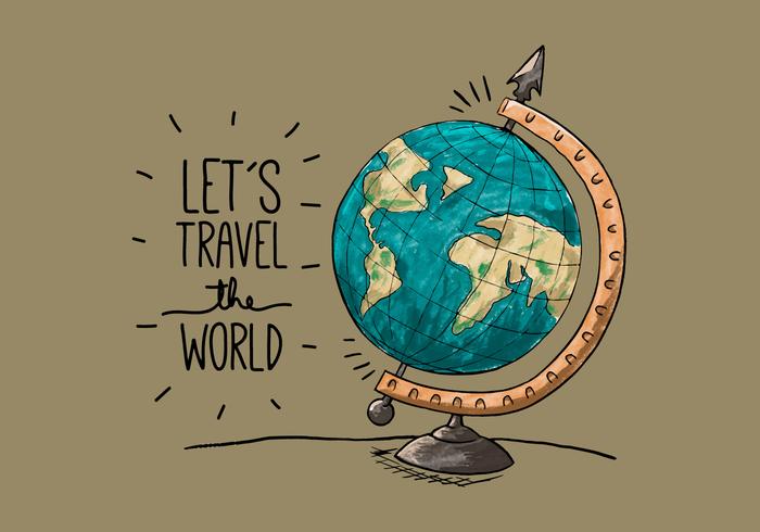 Vintage Earth Globe med citat Travel vektor