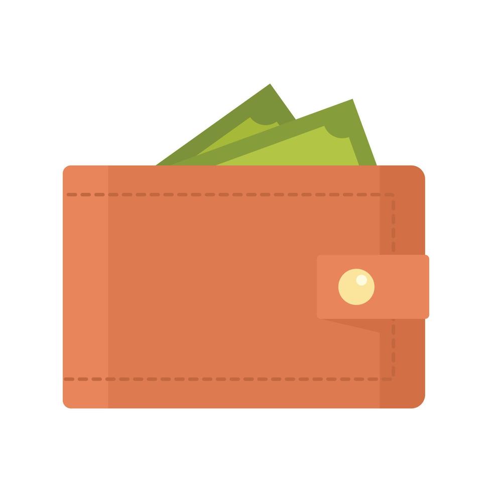 pengar plånbok ikon, platt stil vektor