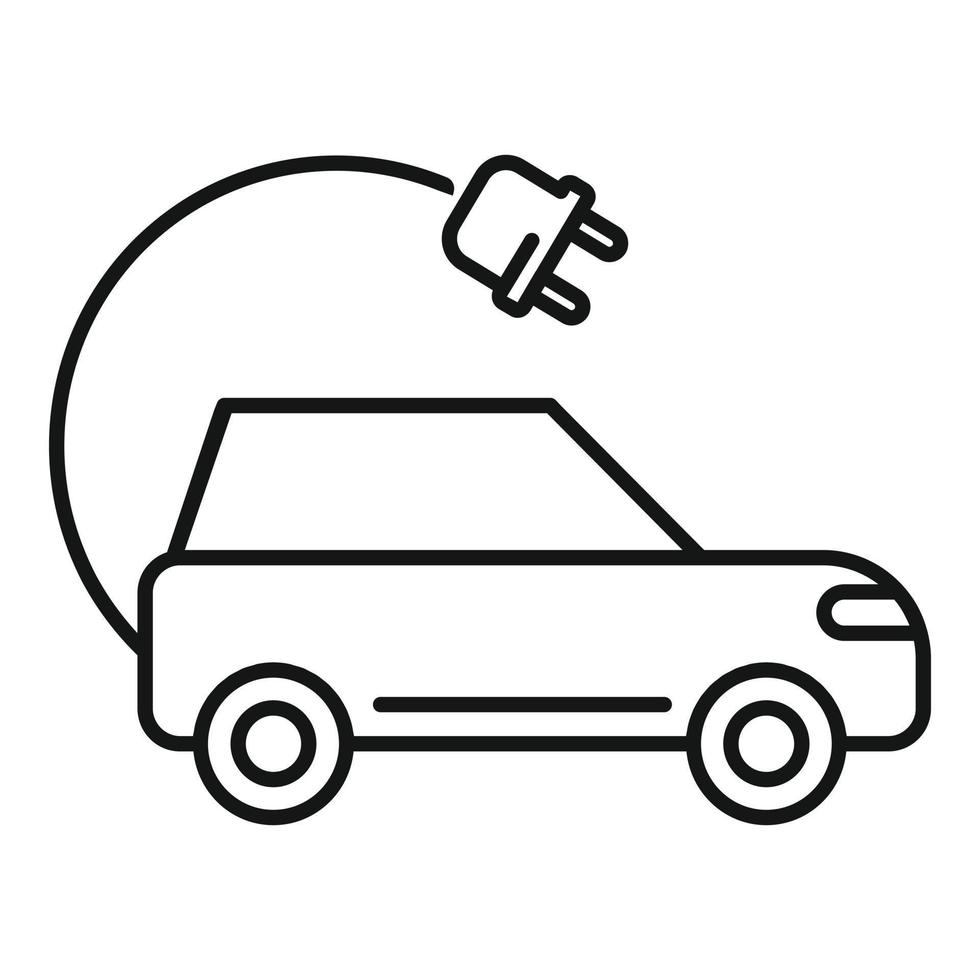elektrisk bil plugg ikon, översikt stil vektor