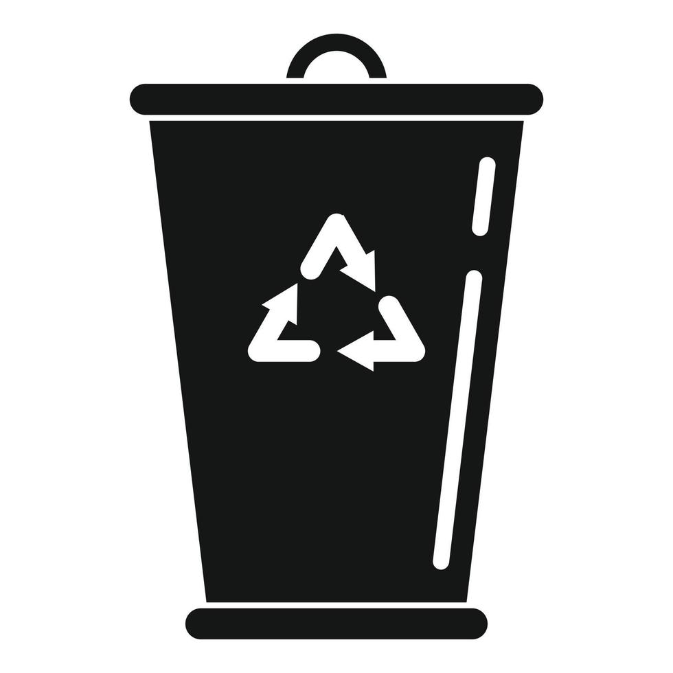 återvinning sopor hink ikon, enkel stil vektor