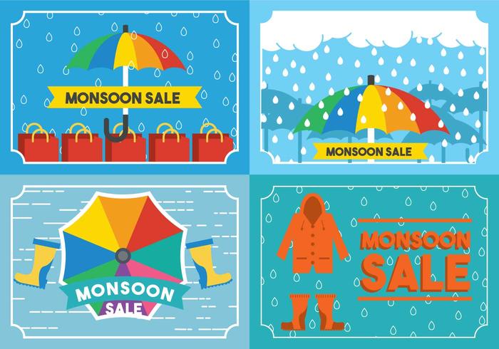 Monsoon Card Vector Set