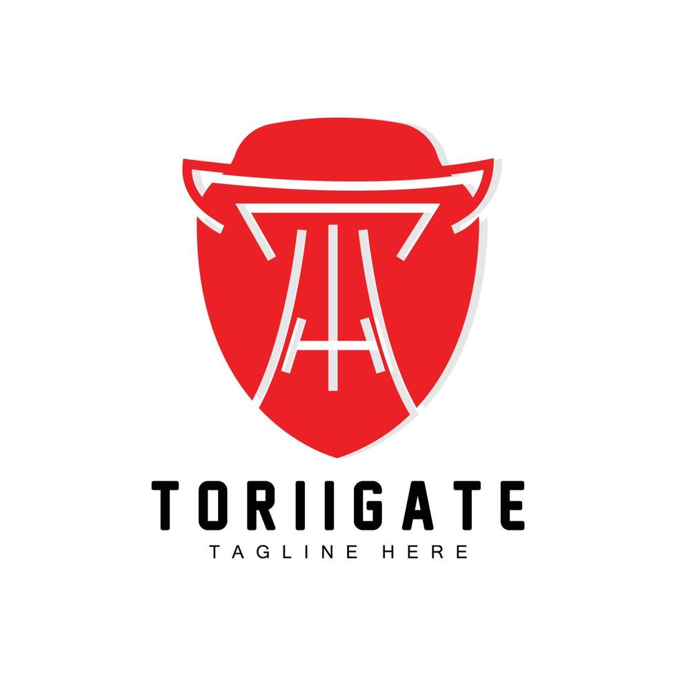 Torii-Tor-Logo, japanischer Geschichtstor-Symbolvektor, chinesische Illustration, Markenvorlage für Holzdesign-Unternehmen vektor