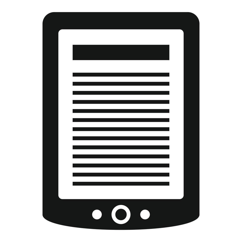 E-Book-Tablet-Symbol, einfacher Stil vektor