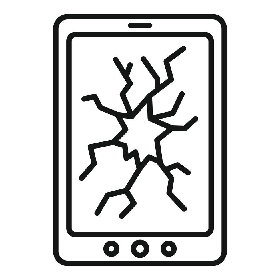 bruten smartphone visa ikon, översikt stil vektor