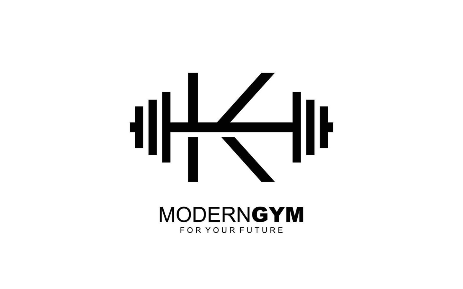 k-Logo-Fitnessstudio-Vektor für Identitätsunternehmen. Anfangsbuchstabe Fitness Vorlage Vektor Illustration für Ihre Marke.