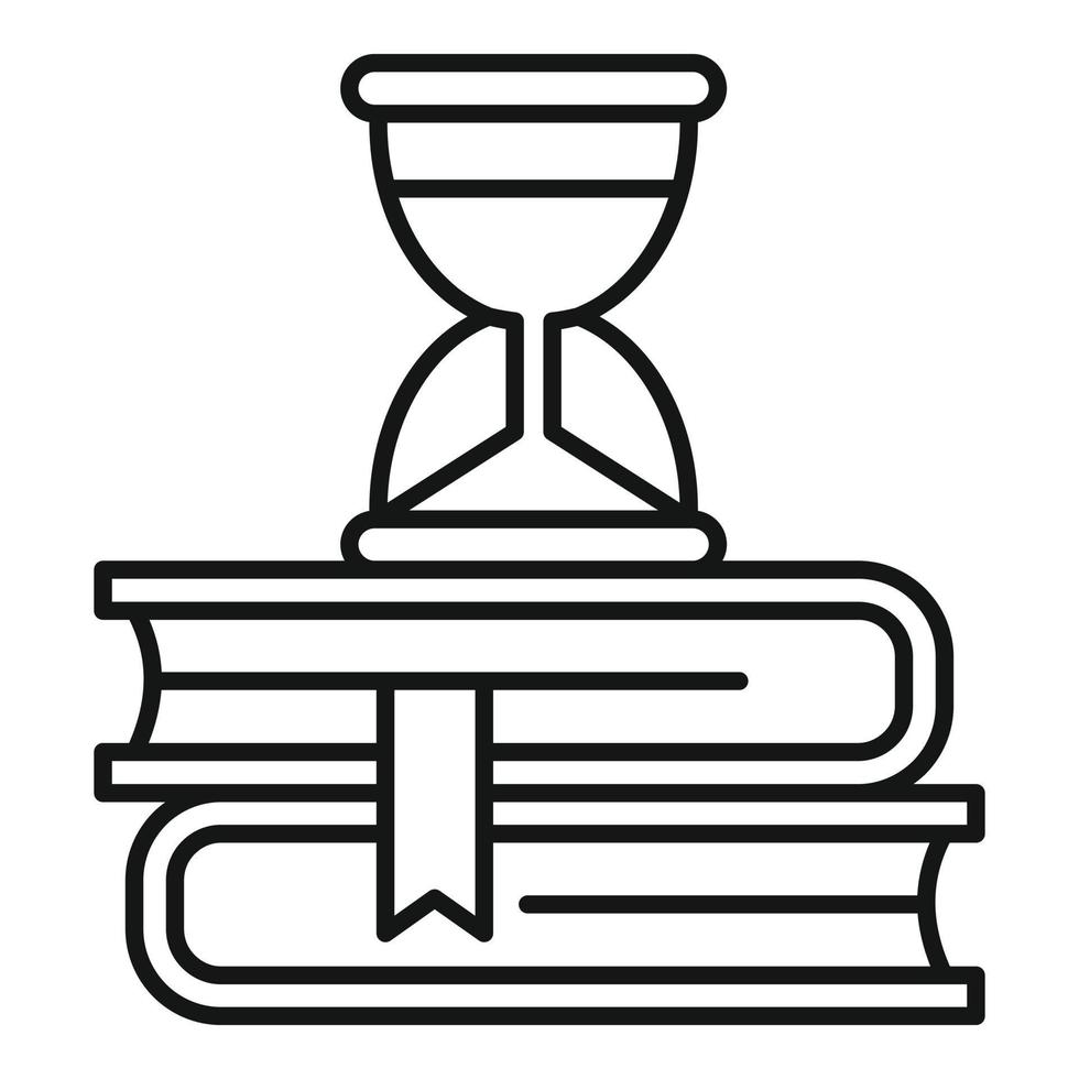 Sanduhr-Bücher-Symbol, Umrissstil vektor