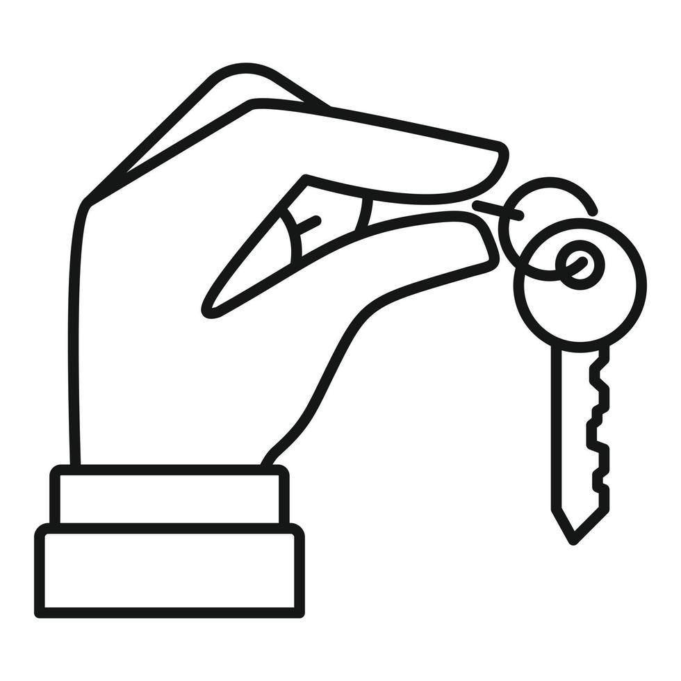 hyra hus nycklar ikon, översikt stil vektor