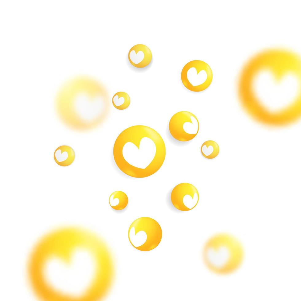 3d vektor gul tycka om ikon symbol i boll form flygande i de luft social media baner design