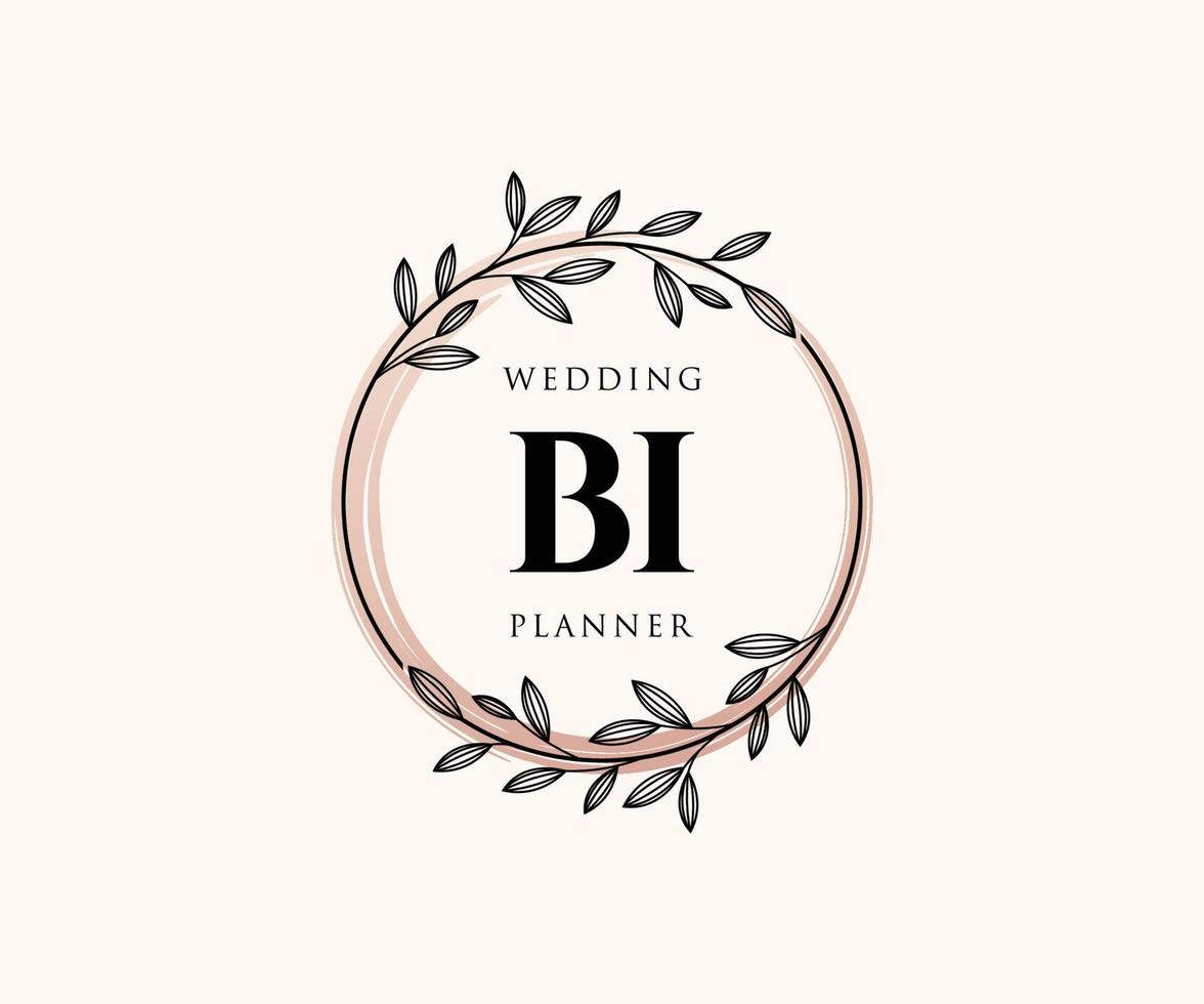 bi initialer brev bröllop monogram logotyper samling, hand dragen modern minimalistisk och blommig mallar för inbjudan kort, spara de datum, elegant identitet för restaurang, boutique, Kafé i vektor