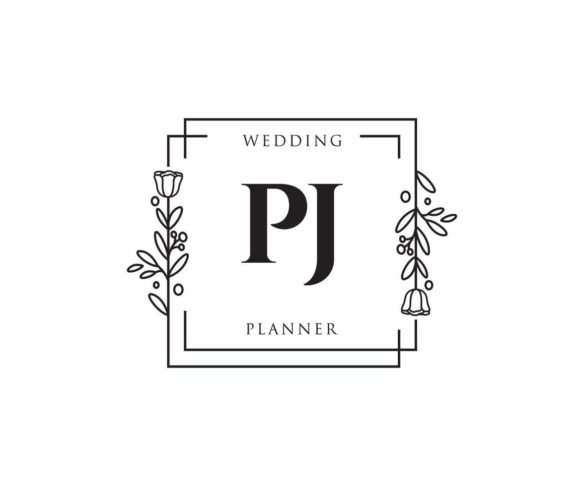 första pj feminin logotyp. användbar för natur, salong, spa, kosmetisk och skönhet logotyper. platt vektor logotyp design mall element.