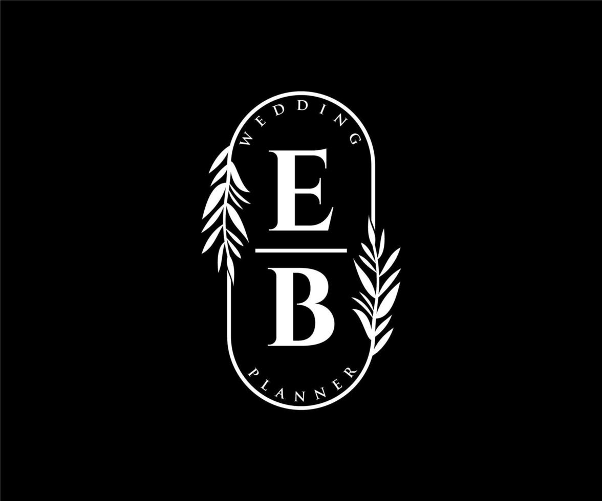 eb initialer brev bröllop monogram logotyper samling, hand dragen modern minimalistisk och blommig mallar för inbjudan kort, spara de datum, elegant identitet för restaurang, boutique, Kafé i vektor