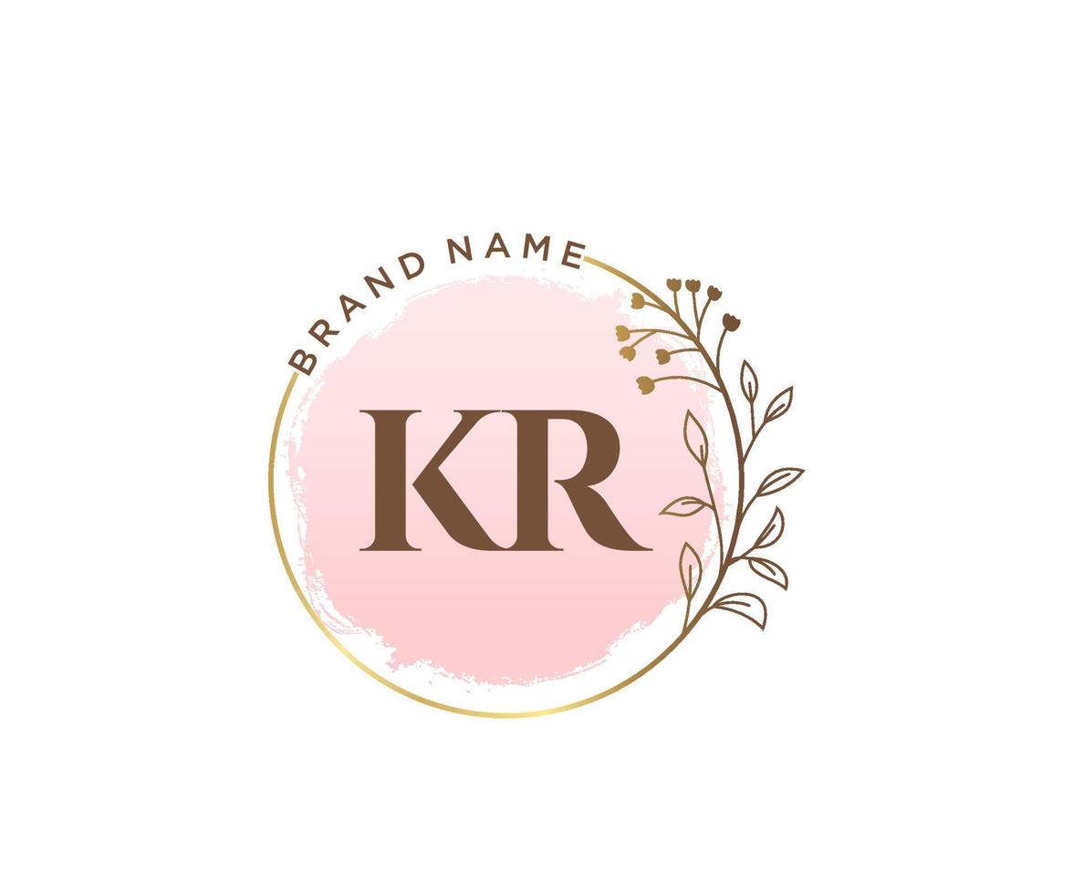 första kr feminin logotyp. användbar för natur, salong, spa, kosmetisk och skönhet logotyper. platt vektor logotyp design mall element.