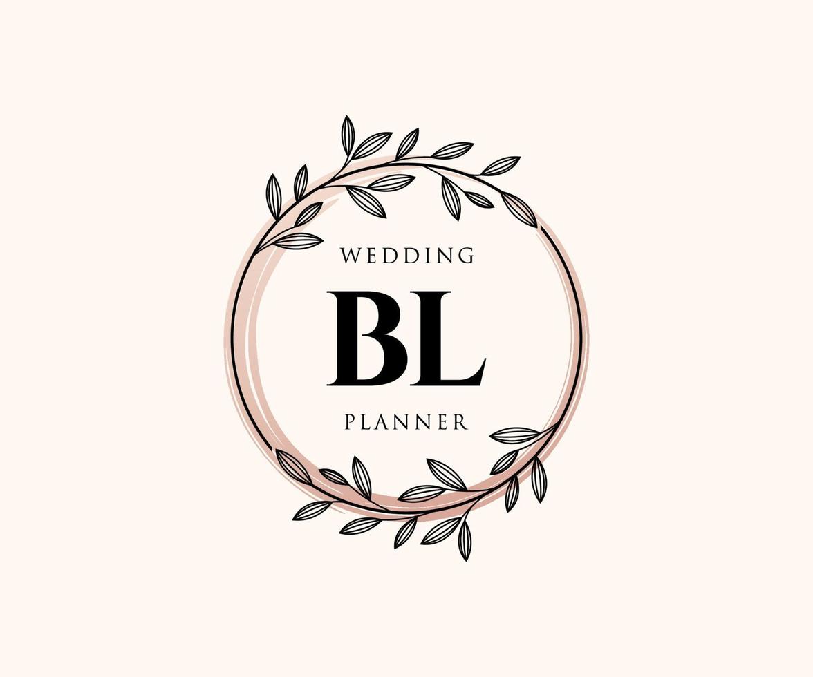 bl initialer brev bröllop monogram logotyper samling, hand dragen modern minimalistisk och blommig mallar för inbjudan kort, spara de datum, elegant identitet för restaurang, boutique, Kafé i vektor