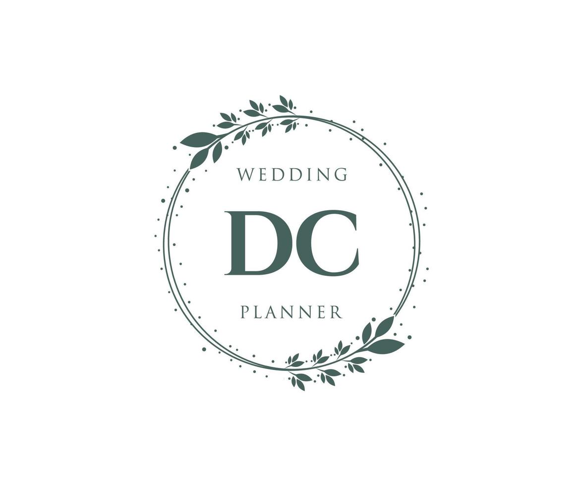 dc initialer brev bröllop monogram logotyper samling, hand dragen modern minimalistisk och blommig mallar för inbjudan kort, spara de datum, elegant identitet för restaurang, boutique, Kafé i vektor