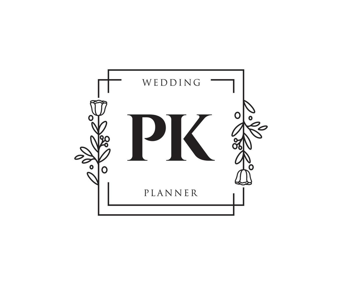 första pk feminin logotyp. användbar för natur, salong, spa, kosmetisk och skönhet logotyper. platt vektor logotyp design mall element.