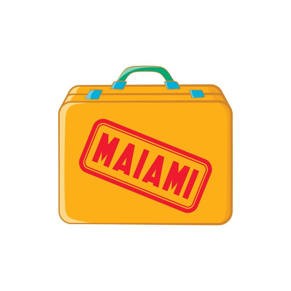 resväska för en flyg till miami ikon, tecknad serie stil vektor