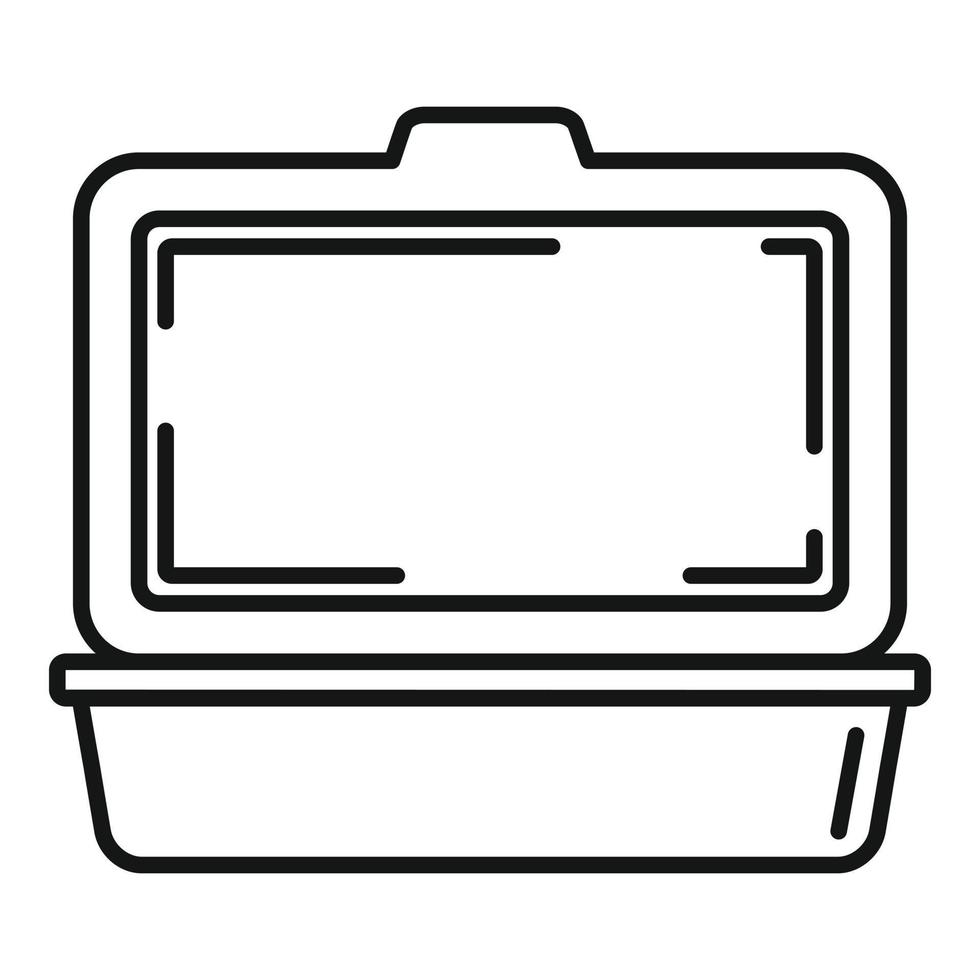 öppen mat behållare ikon, översikt stil vektor