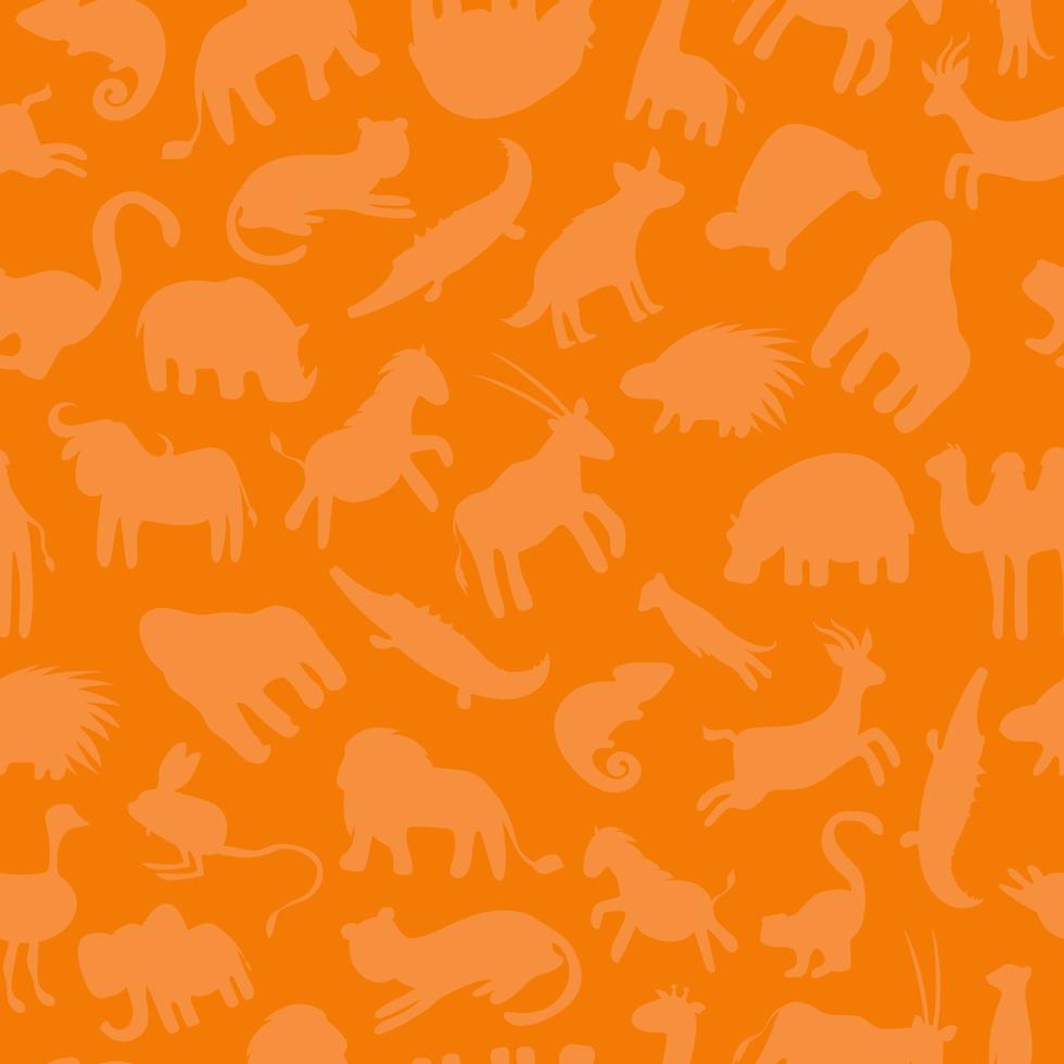 sömlös mönster med afrikansk djur på orange bakgrund. vektor illustration. för förpackning, design, vykort