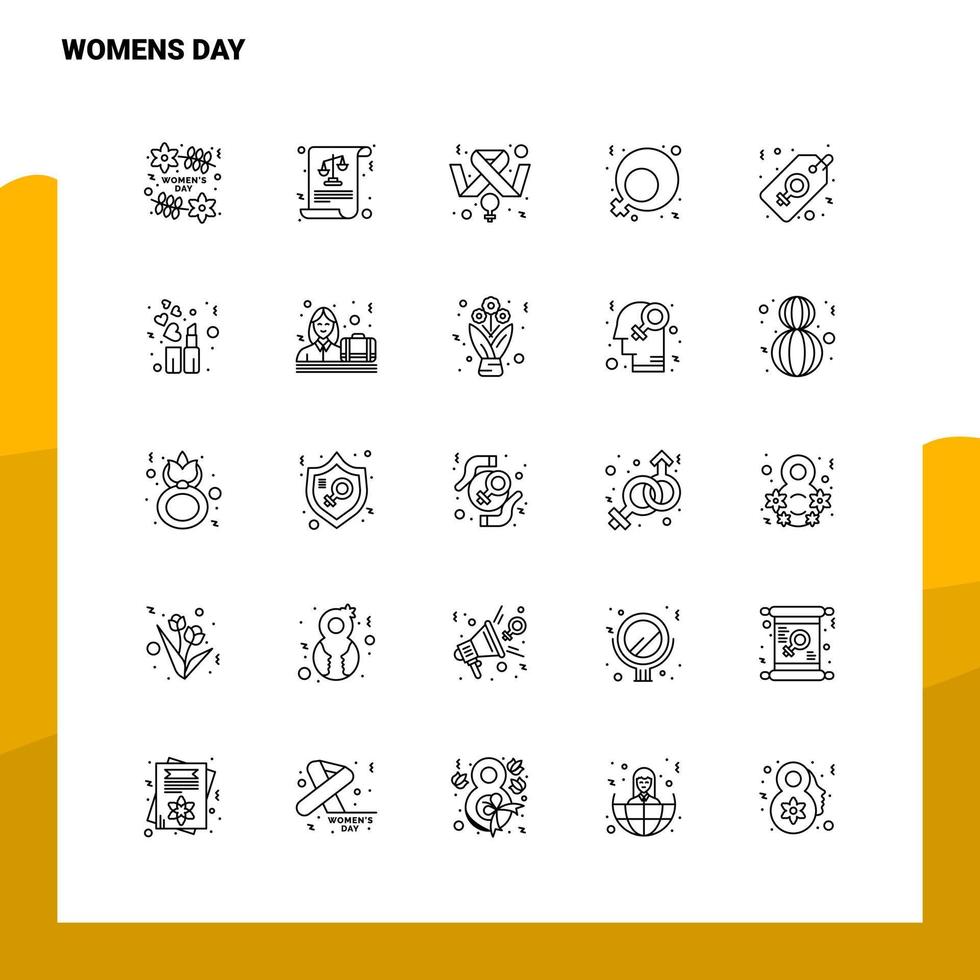 uppsättning av kvinnor dag linje ikon uppsättning 25 ikoner vektor minimalism stil design svart ikoner uppsättning linjär piktogram packa