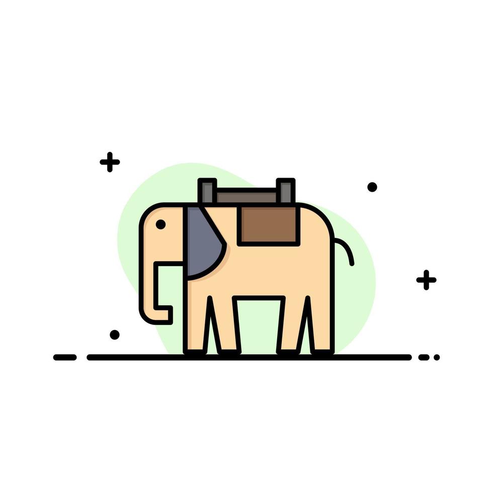 afrika djur- elefant indisk företag platt linje fylld ikon vektor baner mall