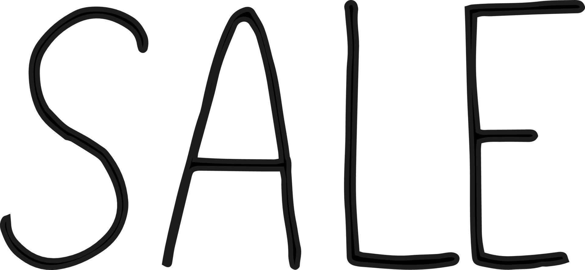Schriftzug Verkaufssymbol. skizzieren Sie handgezeichneten Doodle-Stil. minimalistisch monochrom. Buchstaben, Wort, Slogan vektor
