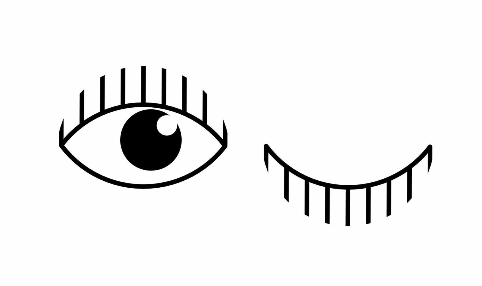 Symbol für offene und zwinkernde Augen isoliert auf weißem Hintergrund vektor