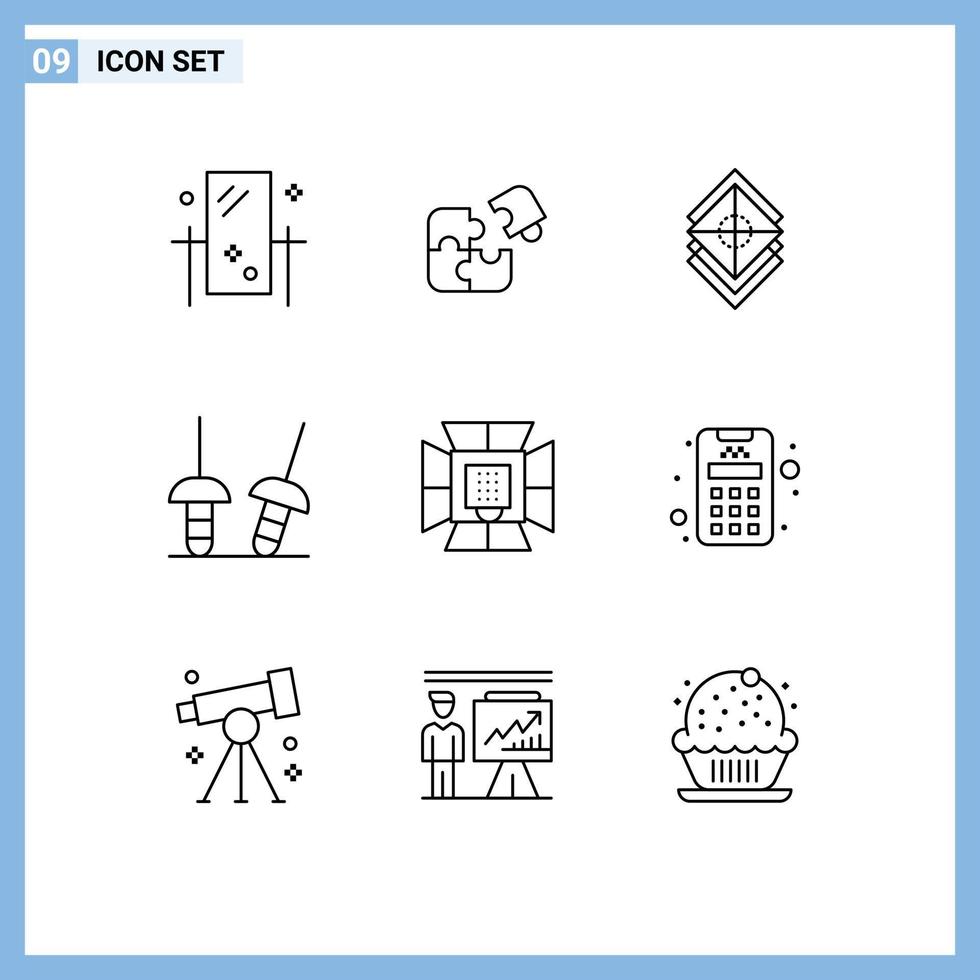 Packung mit 9 kreativen Umrissen von Säbelschicht-Match-Stack-Design editierbaren Vektordesign-Elementen vektor