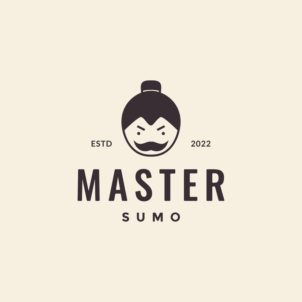 kopf meister sumo maskottchen niedlichen cartoon hipster logo design vektor