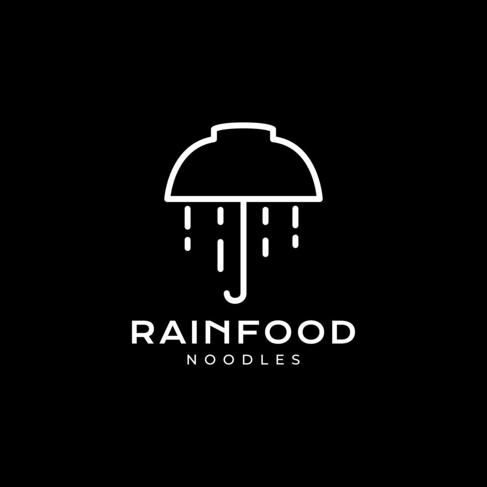 paraply med skål regn varm mat logotyp design vektor