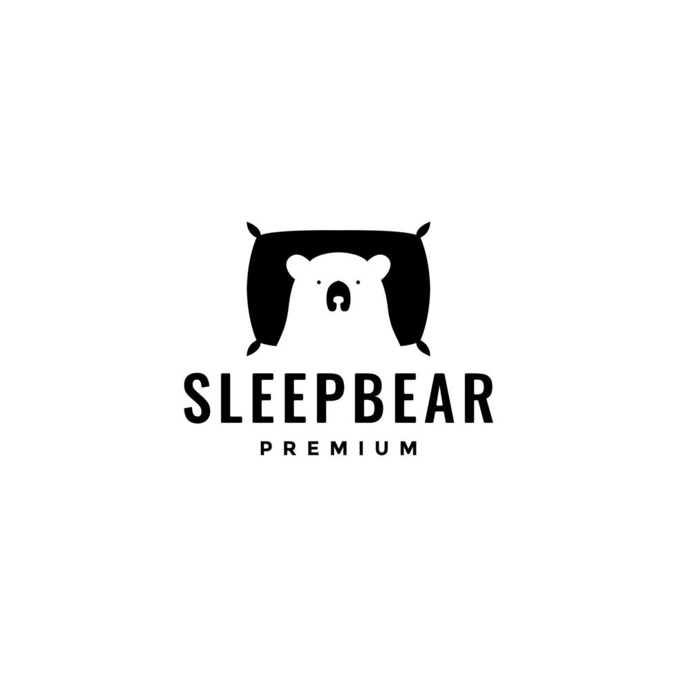 Björn sömn natt med kudde logotyp design vektor