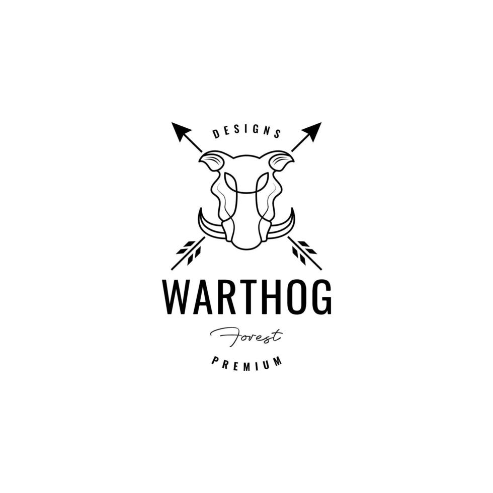 warthog jägare pilar minimal årgång logotyp design vektor