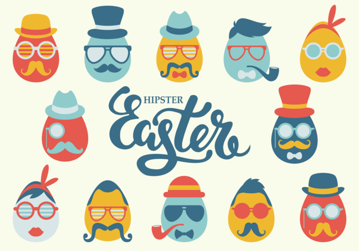 Hipster Easter Icons Vektor