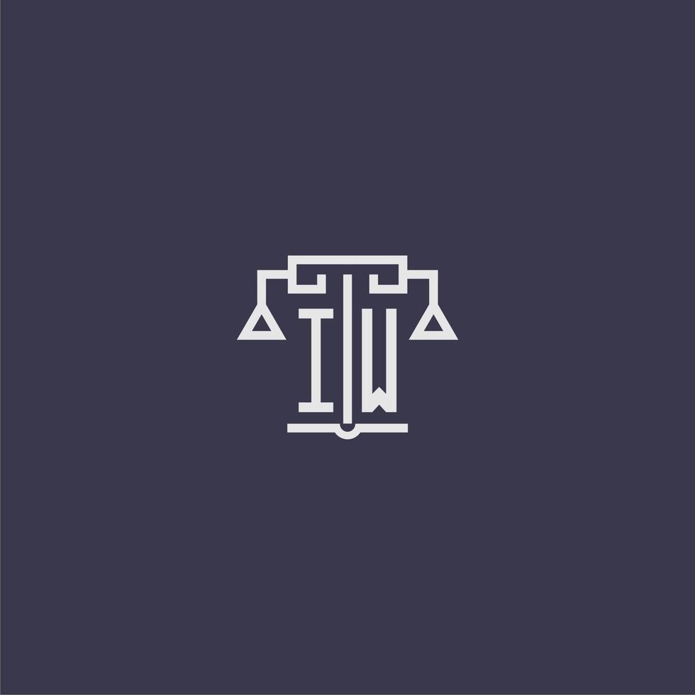 i W första monogram för advokatbyrå logotyp med skalor vektor bild