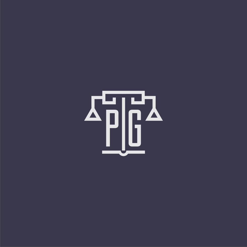pg Anfangsmonogramm für Anwaltskanzlei-Logo mit Skalenvektorbild vektor