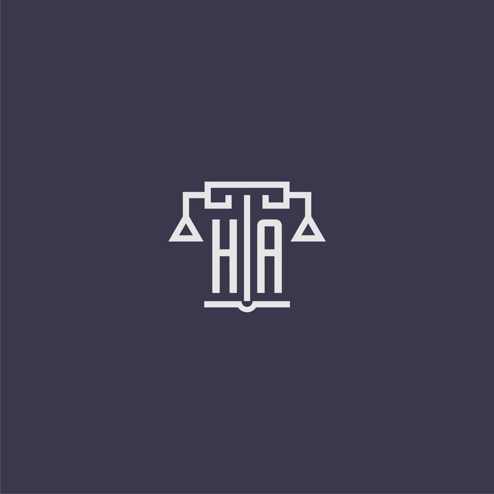 ha första monogram för advokatbyrå logotyp med skalor vektor bild