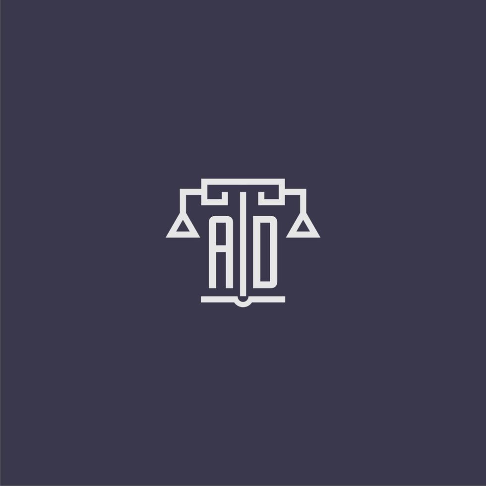 ad första monogram för advokatbyrå logotyp med skalor vektor bild