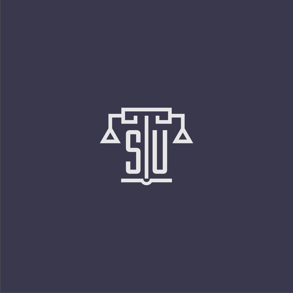 su första monogram för advokatbyrå logotyp med skalor vektor bild
